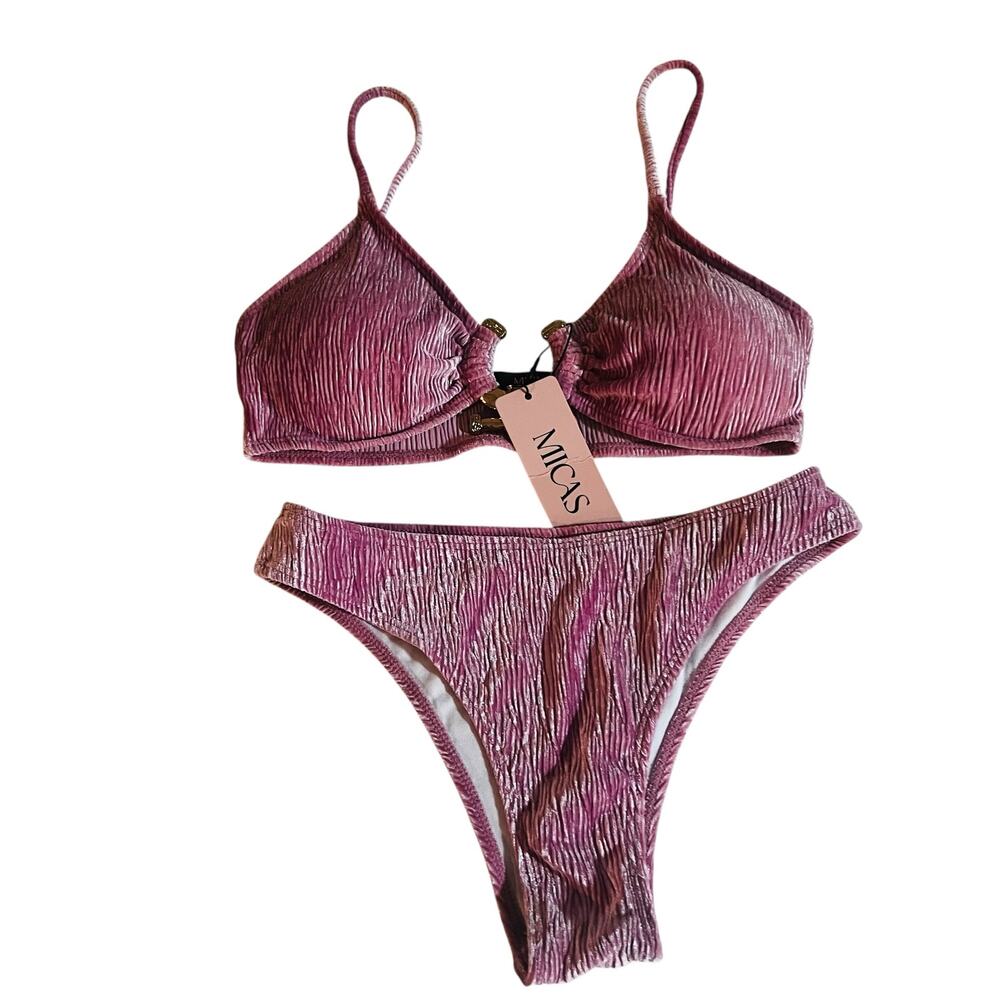 Micas Two Piece Bikini Set Size L Large NWT Mauve